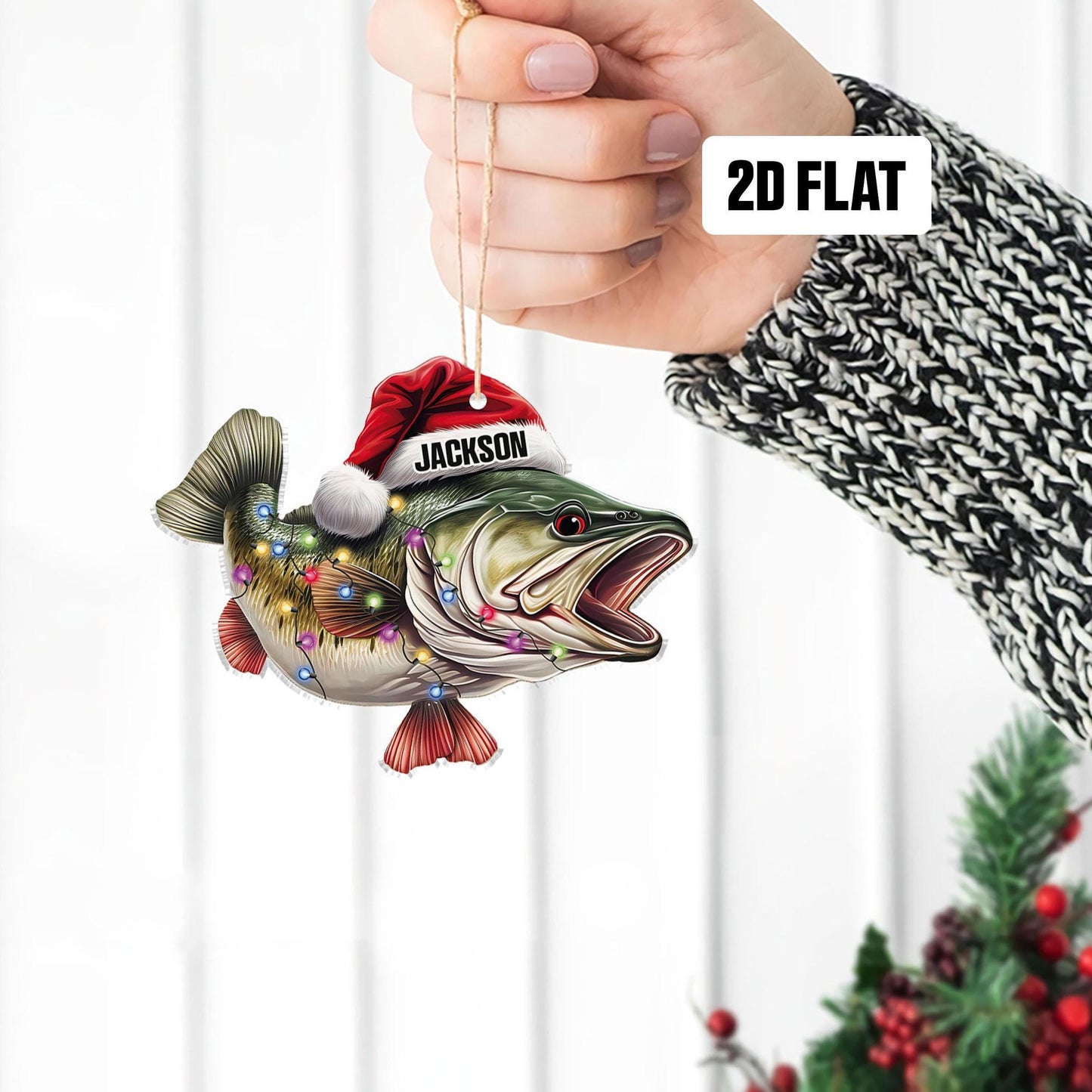 Bass Fish 2D Flat Ornament - Personalized Custom Shaped Acrylic Ornament - Christmas Gift For Him, for Dad, Fishing Lovers
