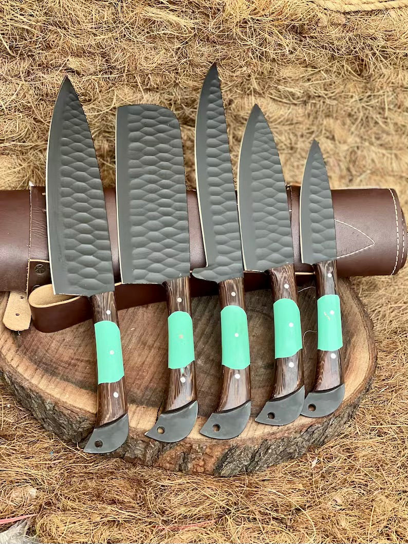 Here’s a fresh, seasonal rewrite with trending keywords and SEO-optimized structure: Product Title: Premium Knofe Set – 13" Forged Stainless Steel Blade with Wenge Wood & Resin Handle + Leather Sheath