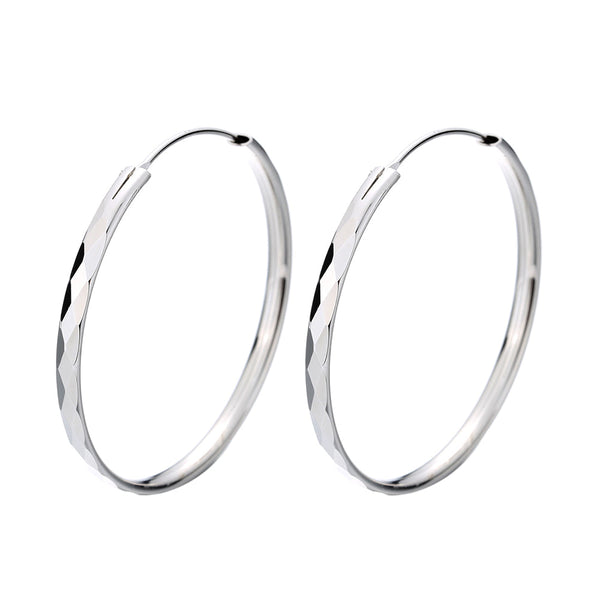 Amy and Annette Diamond Cut Sterling Silver Hoop Earrings (30mm)