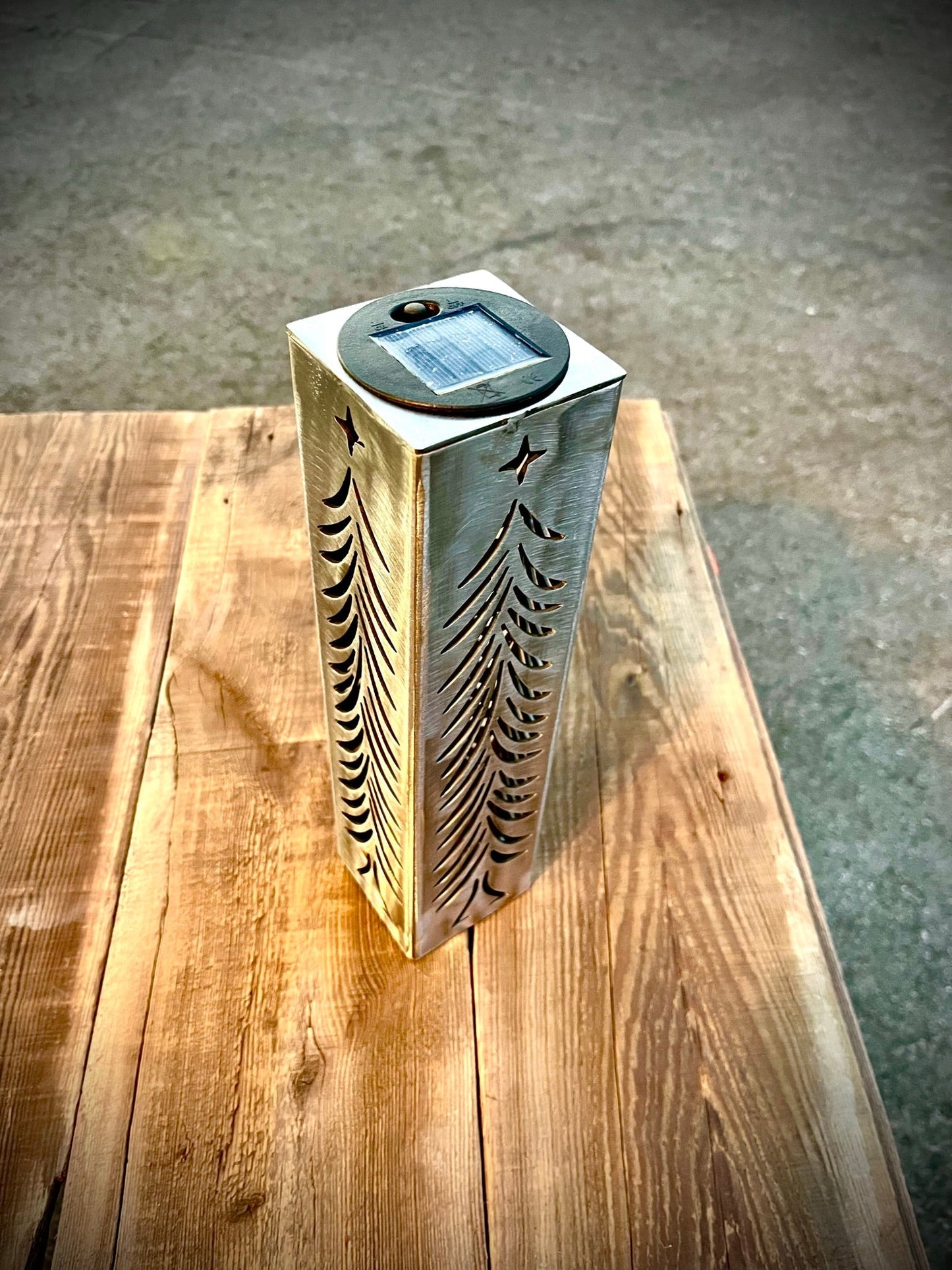 Christmas Tree Solar Luminary - Steel