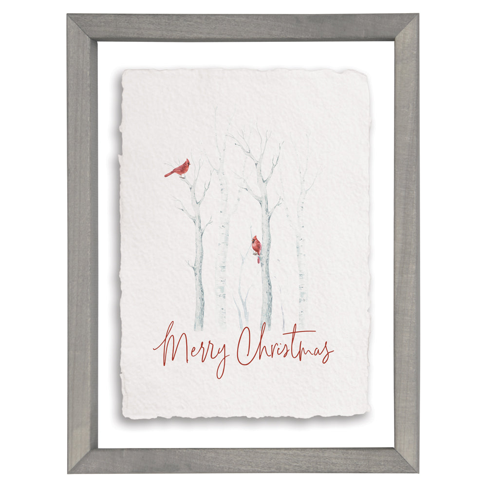 Merry Christmas Cardinals - Floating Frame Art