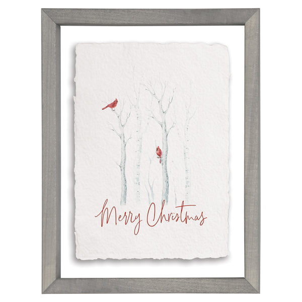 Merry Christmas Cardinals - Floating Frame Art